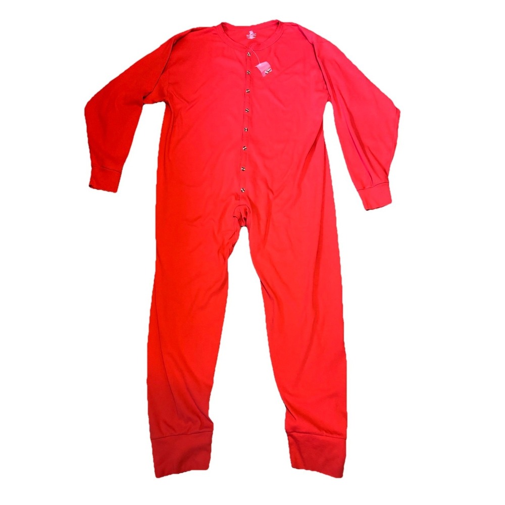 Real Work Wear Red Union‎ Suit Size 4XL One Piece Long John Pajamas Winter Warm